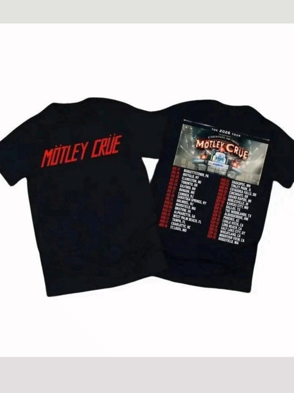 Motley Crue 2026 Tour Reprint Graphic T-shirt Unisex Rock Band Tee